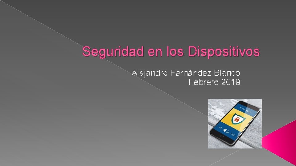 Seguridad en los Dispositivos Alejandro Fernández Blanco Febrero 2019 