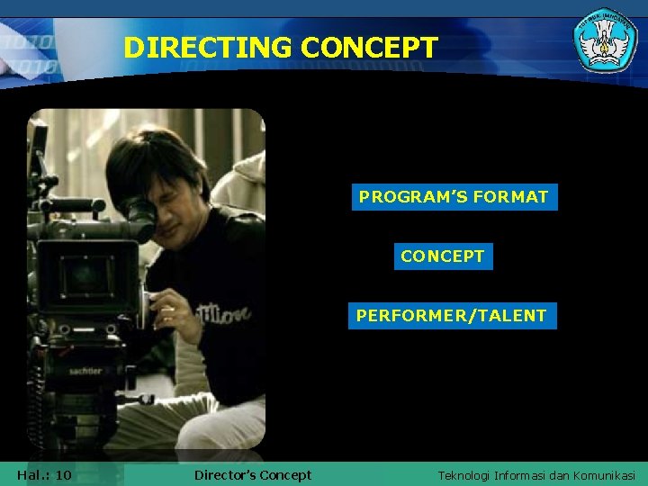 DIRECTING CONCEPT PROGRAM’S FORMAT CONCEPT PERFORMER/TALENT Hal. : 10 Director’s Concept Isikan Judul Halaman