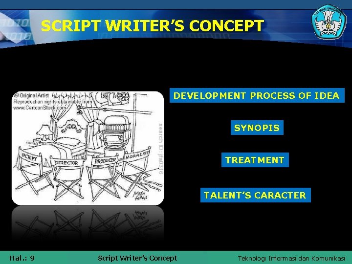 SCRIPT WRITER’S CONCEPT DEVELOPMENT PROCESS OF IDEA SYNOPIS TREATMENT TALENT’S CARACTER Hal. : 9