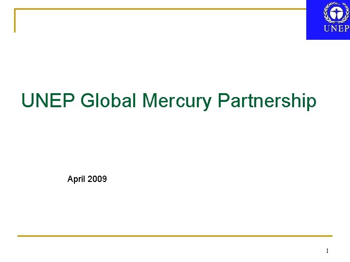 UNEP Global Mercury Partnership April 2009 1 