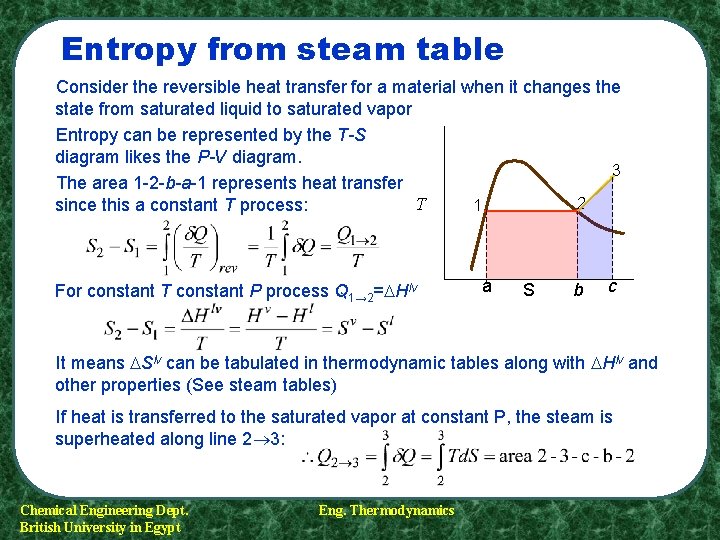 Entropy from steam table Consider the reversible heat transfer for a material when it Entropy from steam table Consider the reversible heat transfer for a material when it