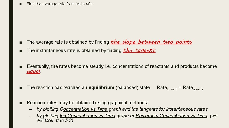 ■ Find the average rate from 0 s to 40 s: ■ The average