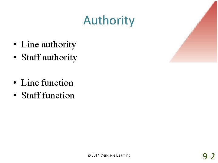 Authority • Line authority • Staff authority • Line function • Staff function ©