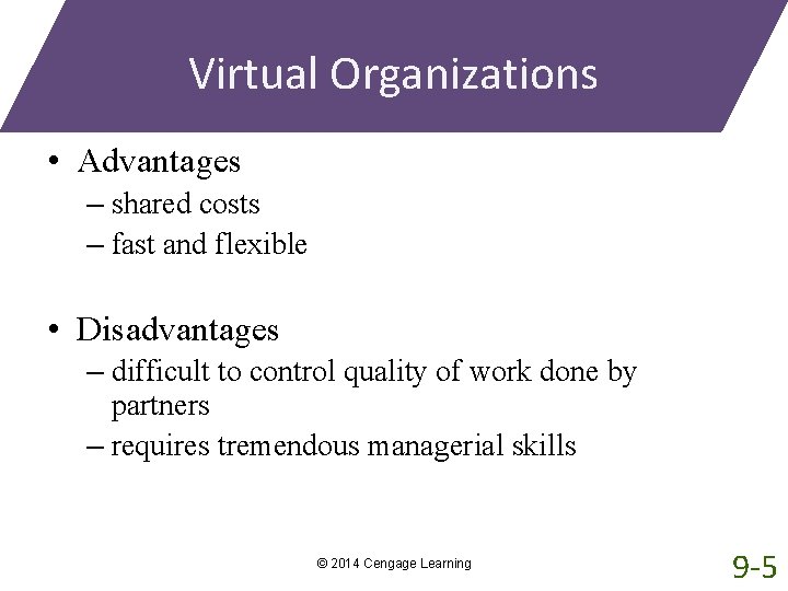 Virtual Organizations • Advantages – shared costs – fast and flexible • Disadvantages –