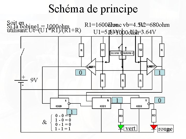 Schéma de principe Soit en R 1=1600 ohm Donc vb=4. 5 V R 2=680