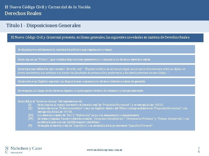 El Nuevo Código Civil y Comercial de la Nación Derechos Reales Título I -