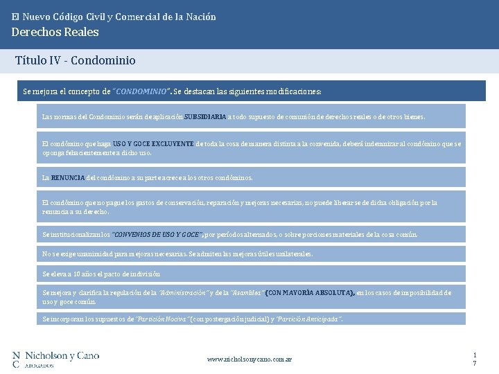 El Nuevo Código Civil y Comercial de la Nación Derechos Reales Título IV -