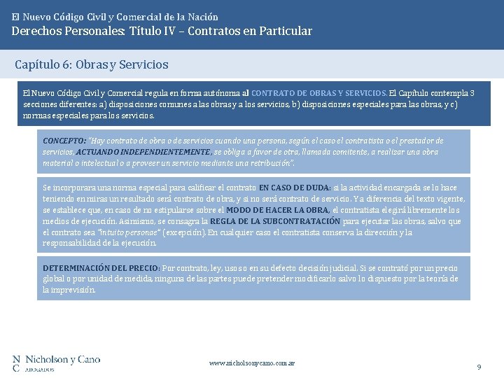 El Nuevo Código Civil y Comercial de la Nación Derechos Personales: Título IV –