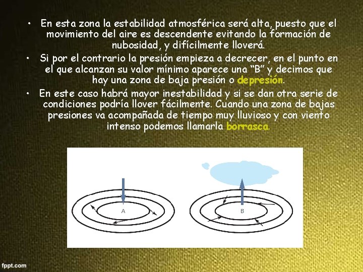  • En esta zona la estabilidad atmosférica será alta, puesto que el movimiento