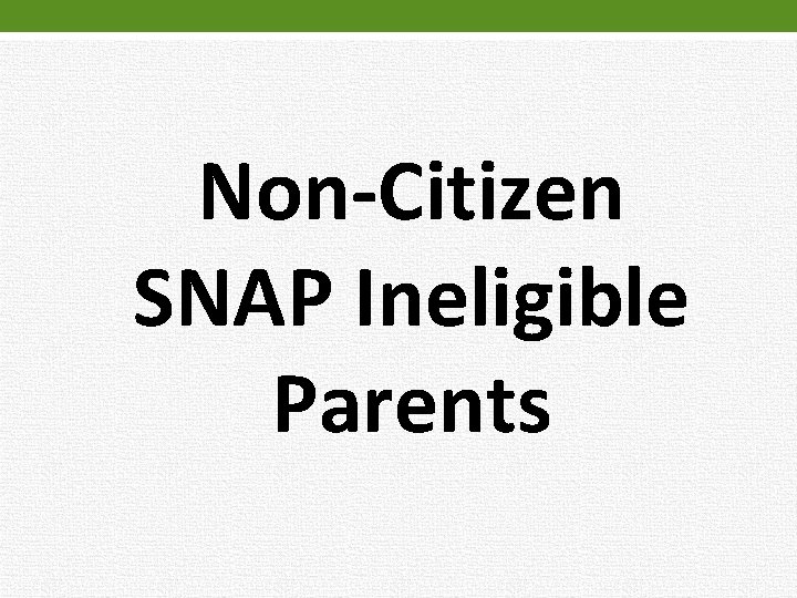 Non-Citizen SNAP Ineligible Parents 
