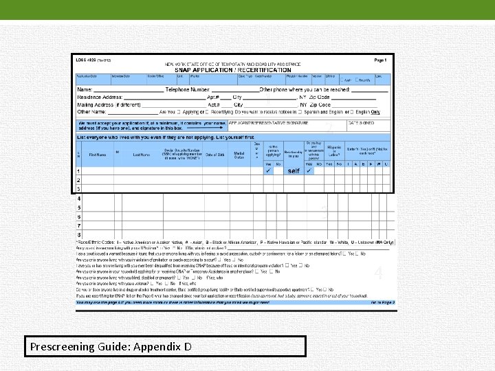 Prescreening Guide: Appendix D 