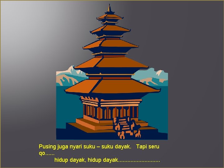 Pusing juga nyari suku – suku dayak. Tapi seru qo. . . hidup dayak,