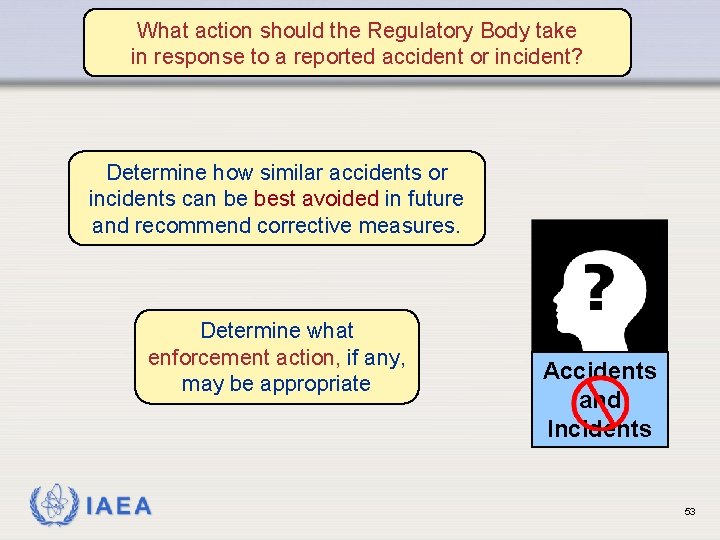 What action should the Regulatory Body take in response to a reported accident or