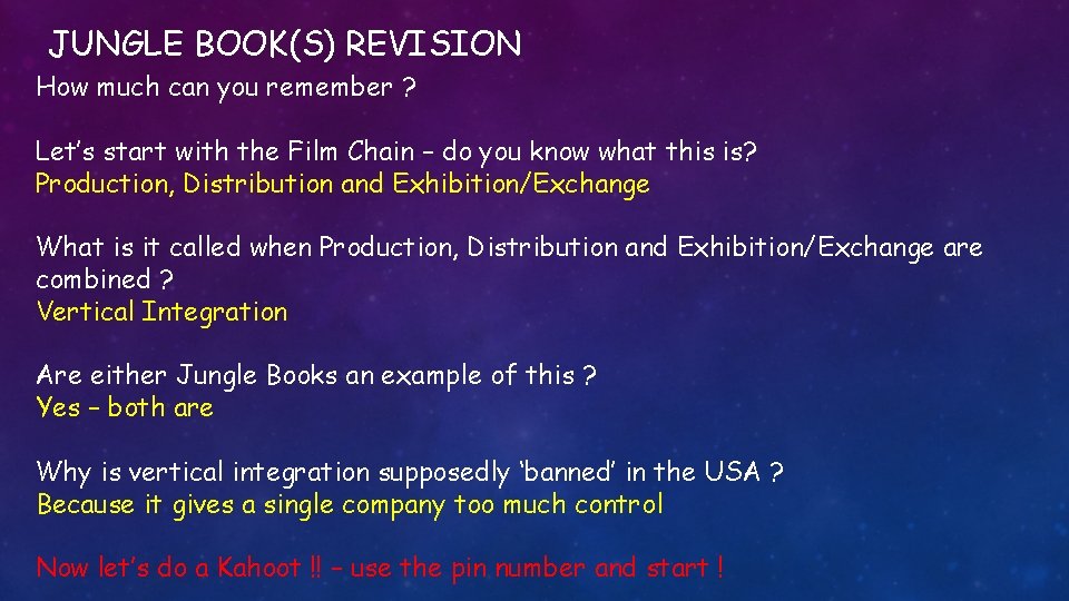 JUNGLE BOOK(S) REVISION How much can you remember ? Let’s start with the Film