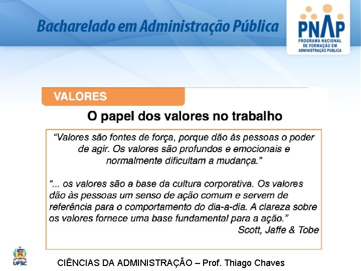 CIÊNCIAS DA ADMINISTRAÇÃO – Prof. Thiago Chaves 