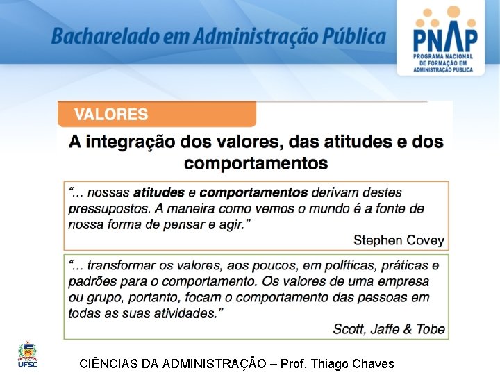 CIÊNCIAS DA ADMINISTRAÇÃO – Prof. Thiago Chaves 