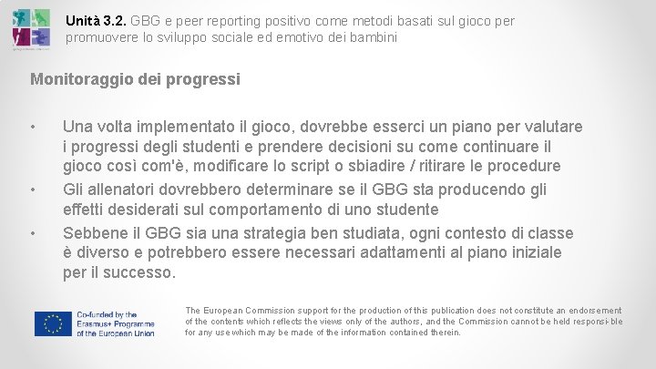 Unità 3. 2. GBG e peer reporting positivo come metodi basati sul gioco per