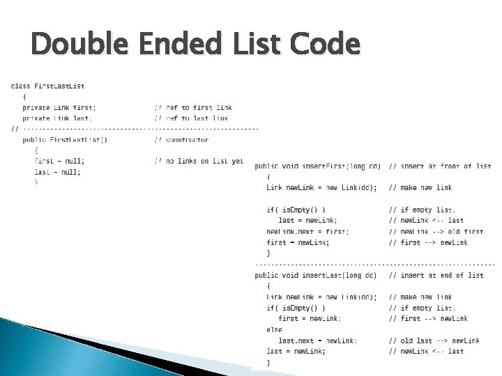 Double Ended List Code 