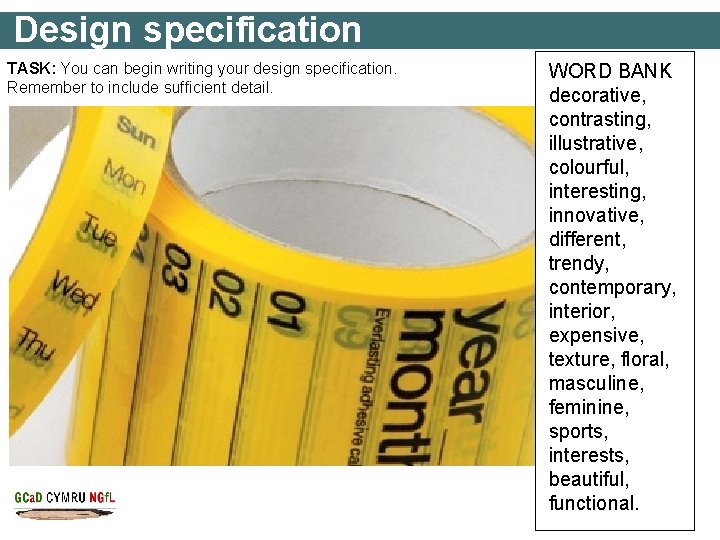 Design specification TASK: You can begin writing your design specification. Specification Remember to include