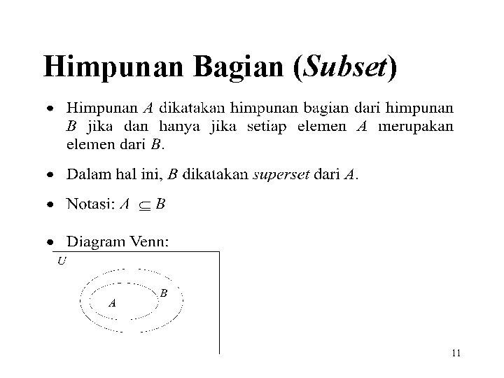 Himpunan Bagian (Subset) 11 