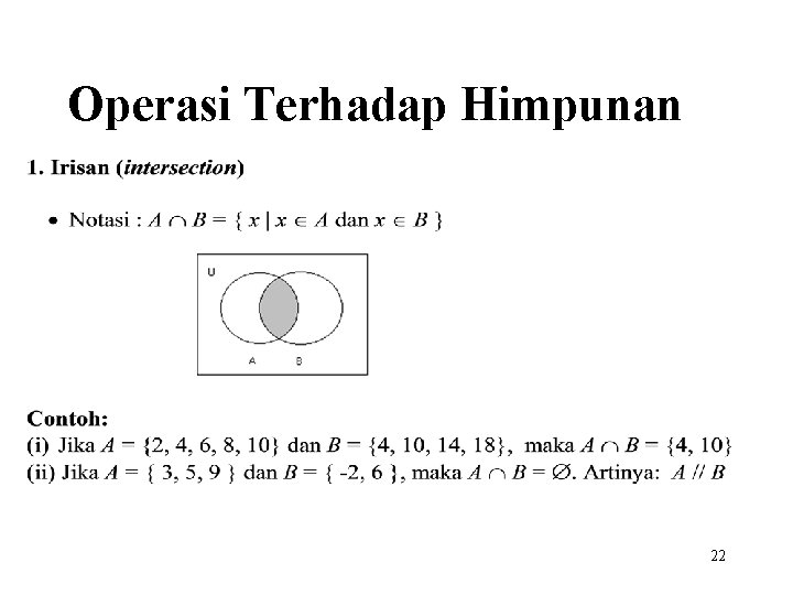 Operasi Terhadap Himpunan 22 