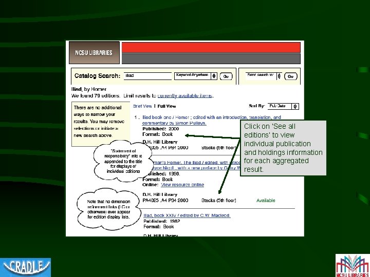 Click on ‘See all editions’ to view individual publication and holdings information for each