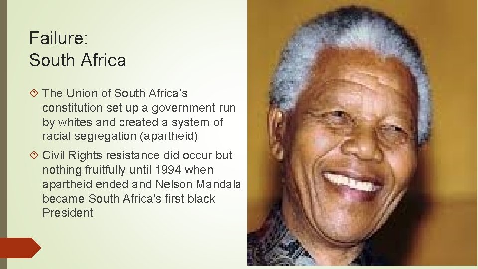 Failure: South Africa The Union of South Africa’s constitution set up a government run Failure: South Africa The Union of South Africa’s constitution set up a government run