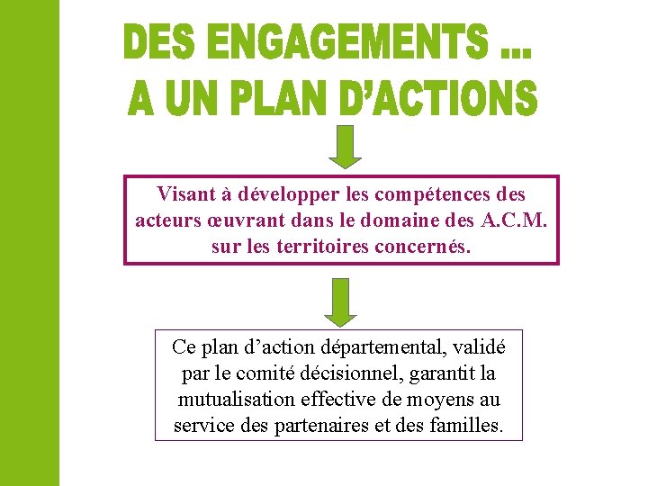 Visant à développer les compétences des acteurs œuvrant dans le domaine des A. C.