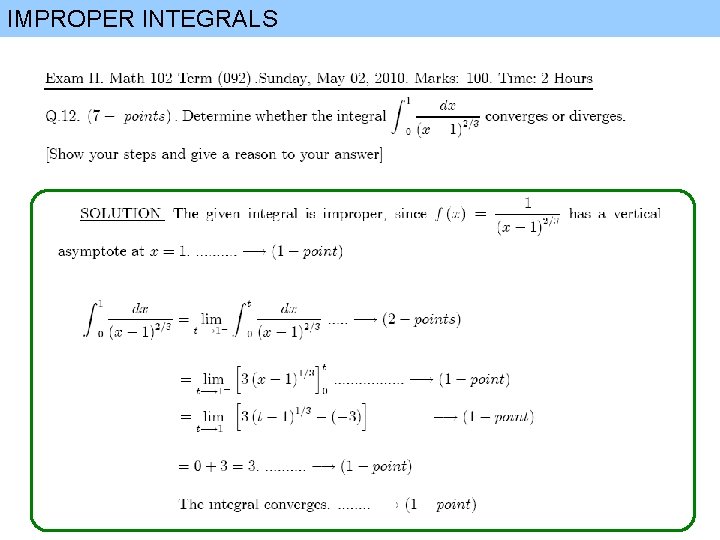 IMPROPER INTEGRALS 