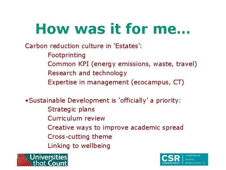 How was it for me… Carbon reduction culture in ‘Estates’: Footprinting Common KPI (energy