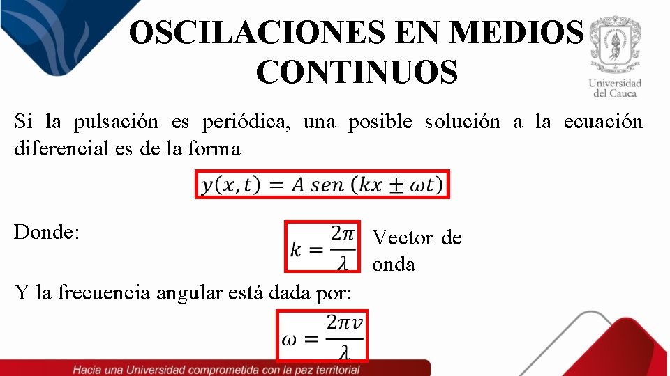 OSCILACIONES EN MEDIOS CONTINUOS Si la pulsación es periódica, una posible solución a la