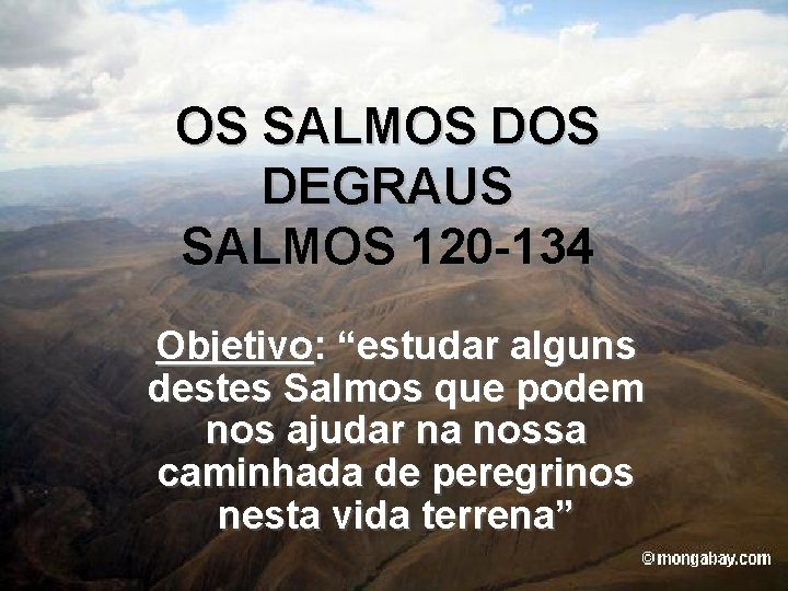OS SALMOS DEGRAUS SALMOS 120 -134 Objetivo: “estudar alguns destes Salmos que podem nos