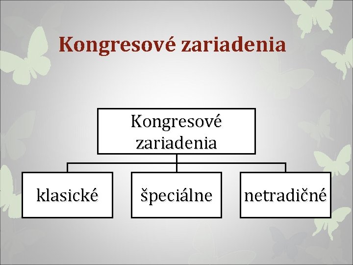 Kongresové zariadenia klasické špeciálne netradičné 