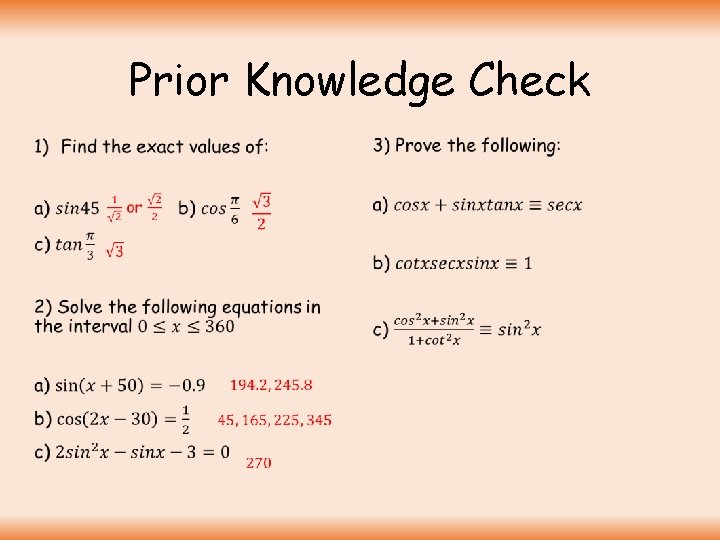 Proir Knowledge Check Trigonometry and Modelling Twitter Owen 134866 www mathsfreeresourcelibrary