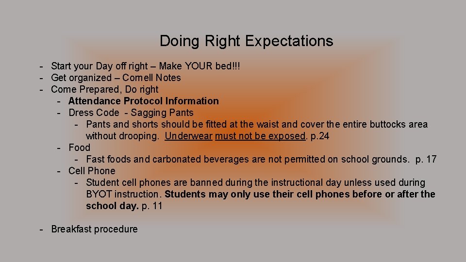Doing Right Expectations - Start your Day off right – Make YOUR bed!!! -