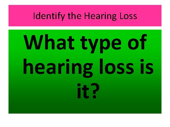 Identify the Hearing Loss What type of hearing loss is it? 