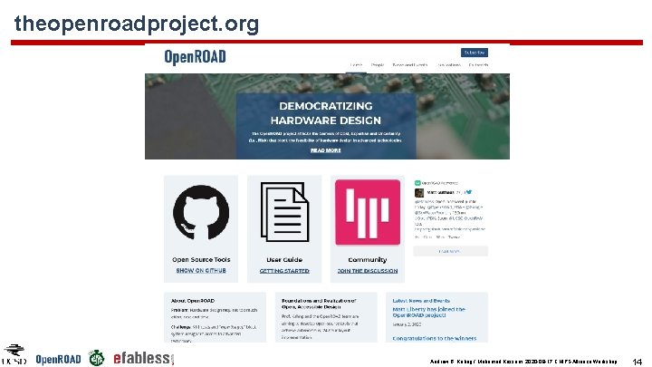 theopenroadproject. org Andrew B. Kahng / Mohamed Kassem, 2020 -09 -17 CHIPS Alliance Workshop theopenroadproject. org Andrew B. Kahng / Mohamed Kassem, 2020 -09 -17 CHIPS Alliance Workshop