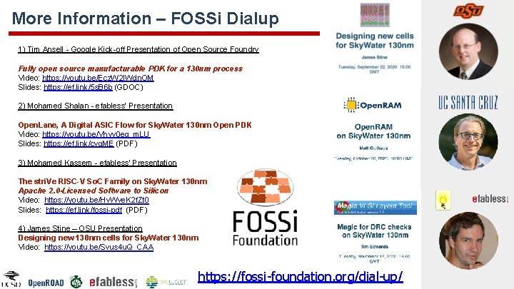 More Information – FOSSi Dialup 1) Tim Ansell - Google Kick-off Presentation of Open More Information – FOSSi Dialup 1) Tim Ansell - Google Kick-off Presentation of Open