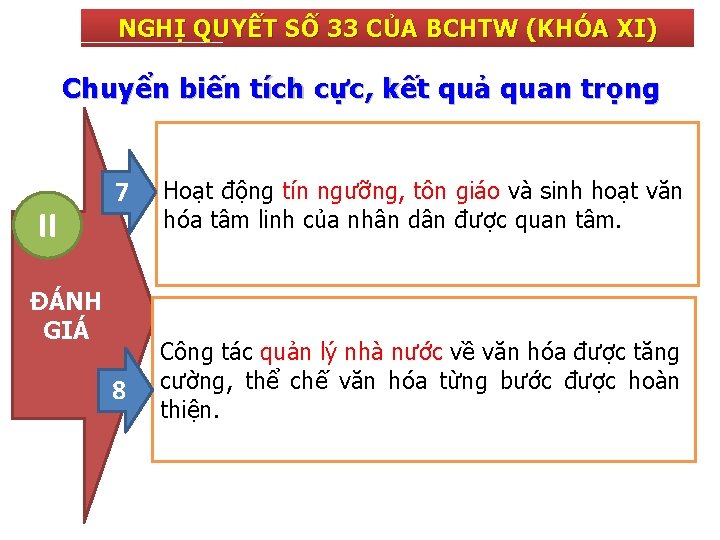 NGHỊ QUYẾT SỐ 33 CỦA BCHTW (KHÓA XI) Chuyển biến tích cực, kết quả