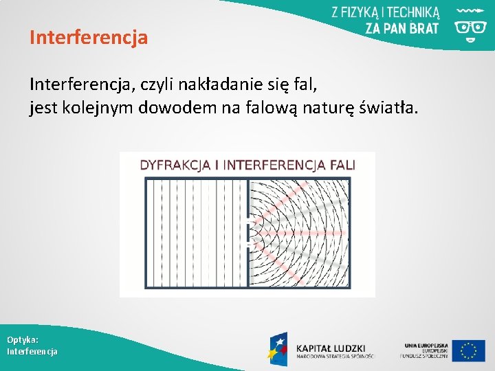 Interferencja, czyli nakładanie się fal, jest kolejnym dowodem na falową naturę światła. Optyka: Interferencja