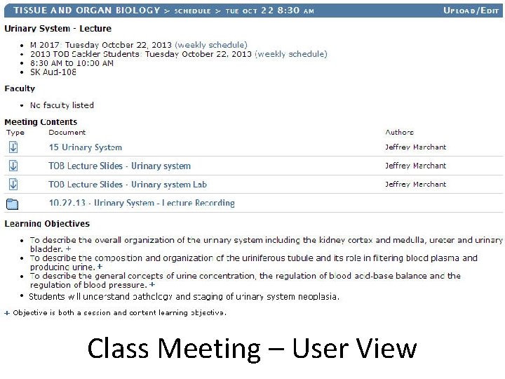 Class Meeting – User View 