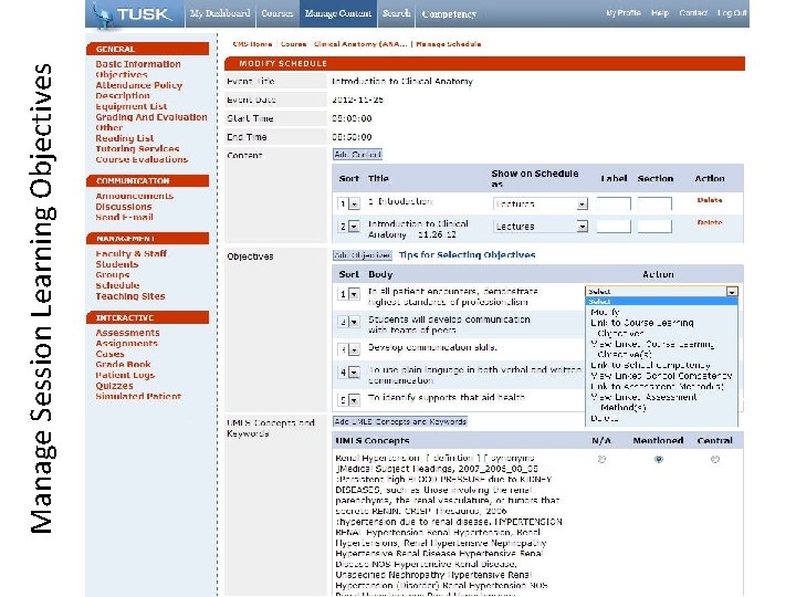 Manage Session Learning Objectives 