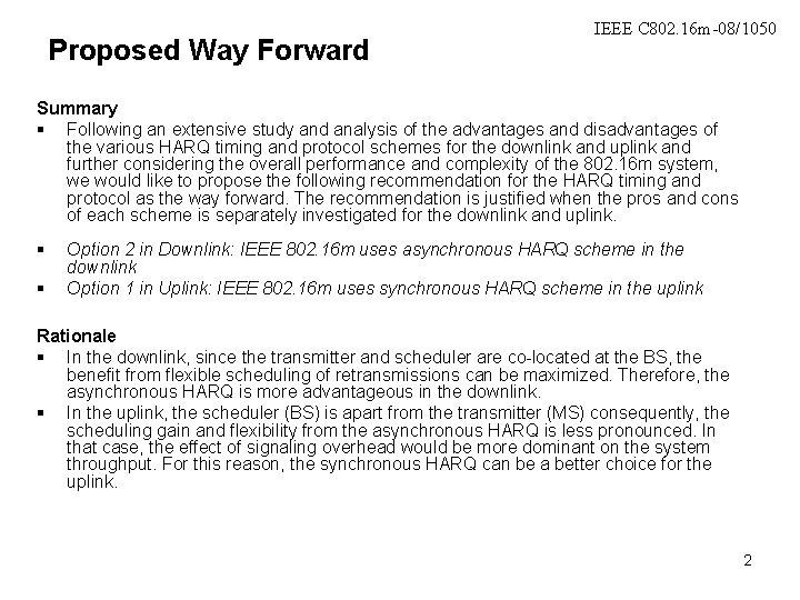 Way Forward for IEEE 802 16 m HARQ