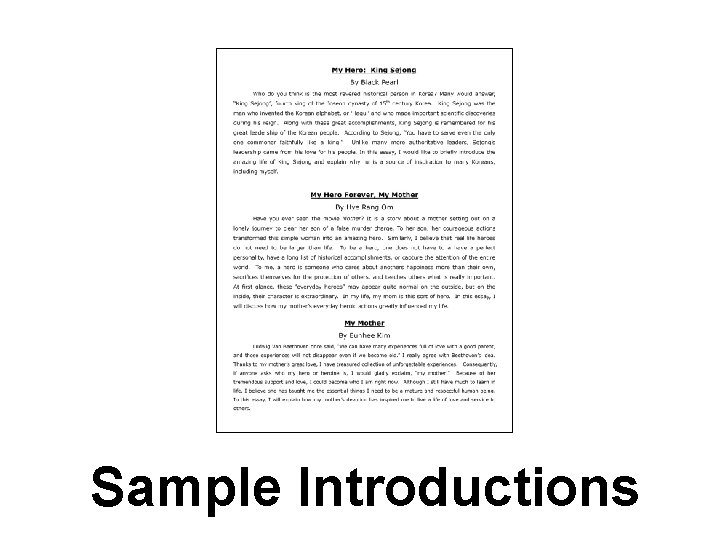 Sample Introductions 