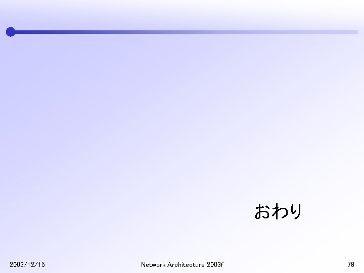 おわり 2003/12/15 Network Architecture 2003 f 78 
