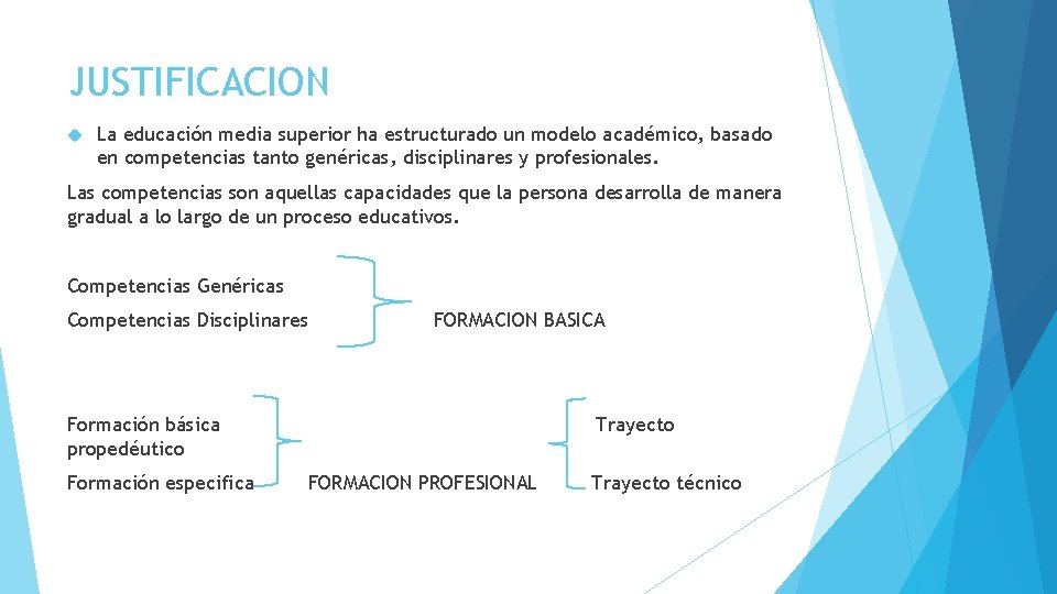 JUSTIFICACION La educación media superior ha estructurado un modelo académico, basado en competencias tanto