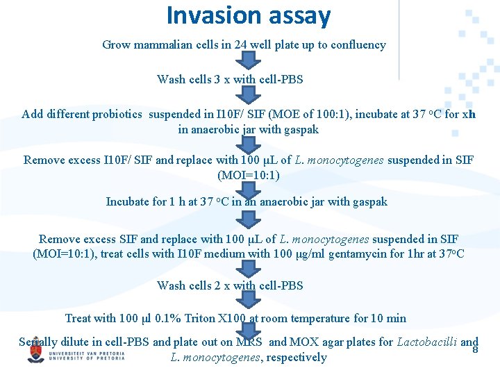 Invasion assay Grow mammalian cells in 24 well plate up to confluency Wash cells