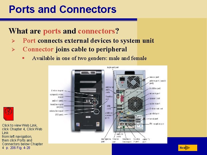 Ports and Connectors What are ports and connectors? Ø Ø Port connects external devices