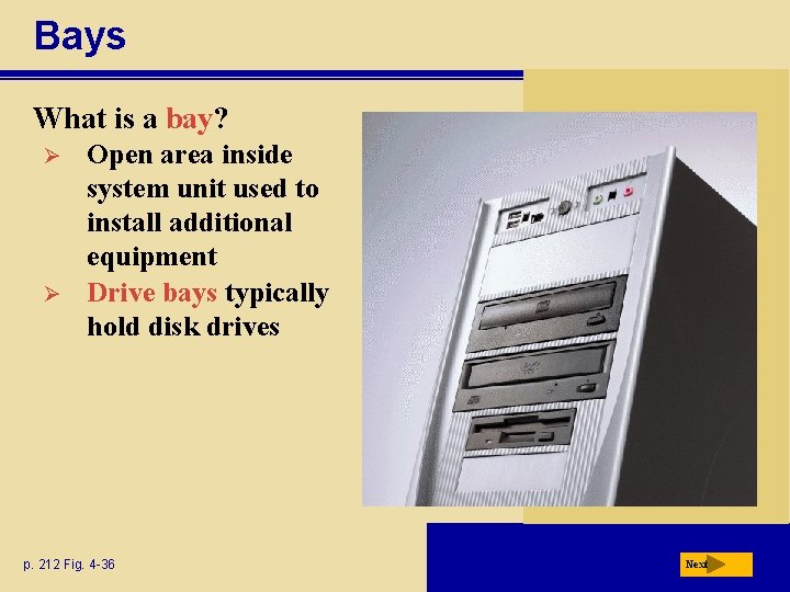 Bays What is a bay? Ø Ø Open area inside system unit used to