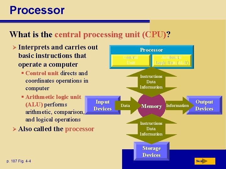 Processor What is the central processing unit (CPU)? Ø Interprets and carries out basic